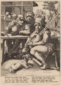 Säckpipan måste fyllas av Workshop of Hendrick Goltzius, after Karel van Mander I