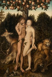 Adam och Eva av workshop of Lucas Cranach the Elder