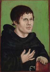 tyska: Posthumes Bildnis Martin Luthers (1483-1546) als Augustinermönch Postumt porträtt av Martin Luther som Augustinermunk av workshop of Lucas Cranach the Elder