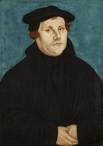 Martin Luther, bystlängd, vänd åt höger av workshop of Lucas Cranach the Elder