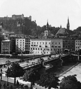 Bro över Salzach, Salzburg, Österrike, c1900-talet.
