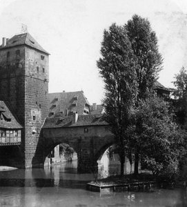 Henkersteg The Hangmans Bridge, Nürnberg, Bayern, Tyskland, c1900-talet.