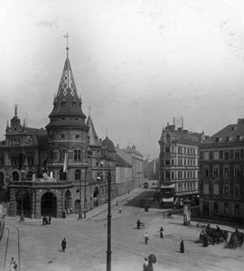 Löwenbräu Keller och Stiglmaierplatz, München, Tyskland, ca 1900-talet.