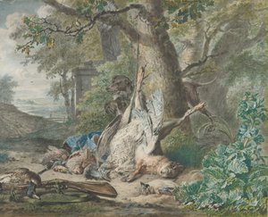 Jaktstilleben i en skog, 1784.