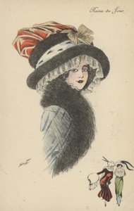 Reine du Jour, söt tjej med stor hatt och ruff av Xavier Sager