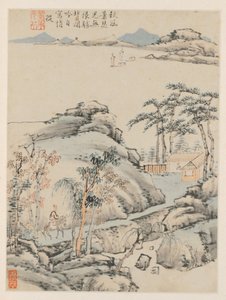 Album of Seasonal Landscapes, Leaf F föregående blad 5, 1668. av Xiao Yuncong