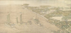 Qianlong Emperors Southern Inspection Tour, Scroll Four: The Confluence of the Huai..., 1770. av Xu Yang