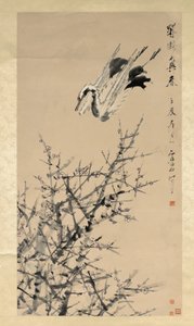 Plommonblommor, trana och vår, Qing-dynastin
