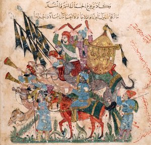 Karavan av pilgrimer i Ramleh från ett manuskript av Maqâmât från al-Harîrî, 1237