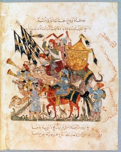 Karavan av pilgrimer som reser till Mecka miniatyr från "Maqamat" (Seances) av Abu Mohammed al-Kasim ibn Ali Hariri (eller Al-Hariri eller Al Hariri) (1054-1122) upplyst av Yahya Mahmud al-Wasiti (al Wasiti) i 1237, Paris, B.N.