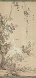 Egrets, Peonies and Willows, tidigt 1800-tal.