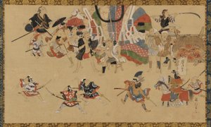 Gatubild under en festival, ca. 1750-70. av Yamamoto Fujinobu