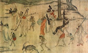 Vassal tar med sina hyllningar till Tang-domstolen, ca 600-673 (bläck & färg på siden) av Yan Liben (attr. to)