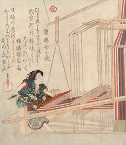Hataori-vävning, c1829. av Yanagawa Shigenobu