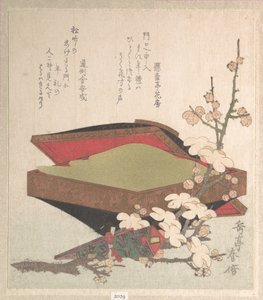 Plommonblommor och kakask av Yashima Gakutei