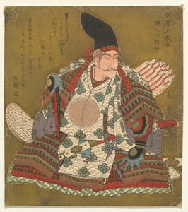 te rd kolumn k Minamoto no Yorimasa (Minamoto Sanmi Yorimasa), från Te-serien shi x Hitomo r others l Samurai poet ts (Samurai Rokkasen) av Yashima Gakutei