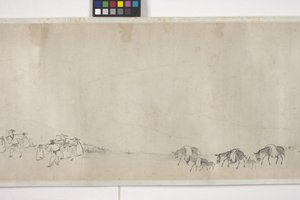 Hundra åsnor transporterar spannmål, Handscroll, ca 1700 (bläck på papper) av Ye Yin