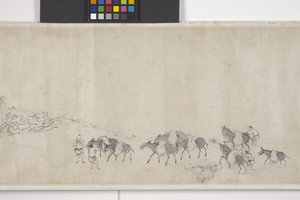 Hundra åsnor transporterar spannmål, Handscroll, ca 1700 (bläck på papper) av Ye Yin