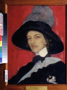 Självporträtt. Peinture de Elisaveta (Elisabeth) Sergeevna Kruglikova (Elizaveta Sergeevna Kruglikova) (1865-1941), huile sir toile