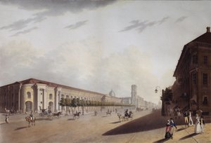 The Great Gostiny Dvor Merchant Yard i St Petersburg, 1820-talet av Yermolai Ivanovich Yesakov