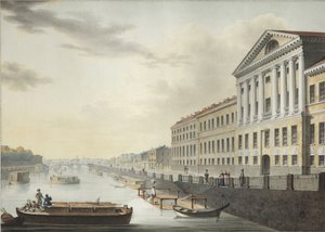 Utsikt över Fontanka-floden från Izmailovsky-bron, 1820-1823 av Yermolai Ivanovich Yesakov