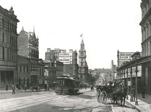 Bourke Street österut, Melbourne, Australien, 1895. av York and Son