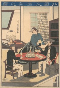 A Foreigners Wine Party Gaikokujin shuen no zu, från en namnlös serie av ..., 10:e månaden, 1860.