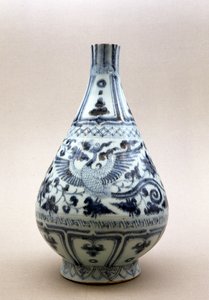 Blå och vit vas, Yuan-dynastin (1206-1368) (keramik)
