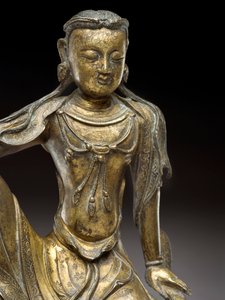 Bodhisattva Avalokitesvara, Yuan-dynastin (förgylld brons) (detalj av 119005) av Yuan Dynasty Chinese School
