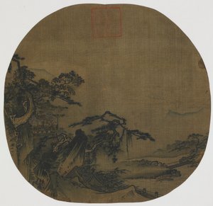 Landskap: paviljonger på en bergssida, en bäck nedanför, Mingdynastin, 1500-talet. av Yuan Ma