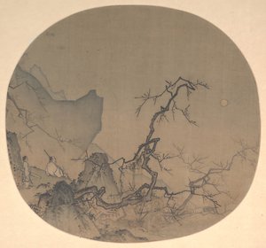 Titta på plommonblomningar i månsken, tidigt 1200-tal. av Yuan Ma