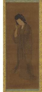 Den stående figuren av en kvinna, sent Ming eller tidig Qing-dynastin, 1600-talet av Yuan Qian