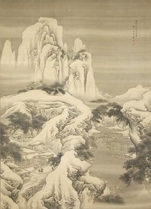 Värdshus och resenärer i Snowy Mountains, daterad 1745. av Yuan Yao
