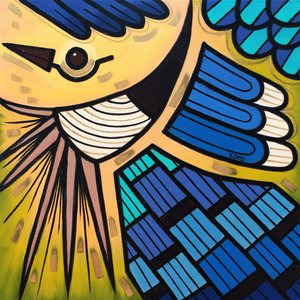 Backyard bird Blue jay, 2023 (olja på duk, panel) av Yue Zeng