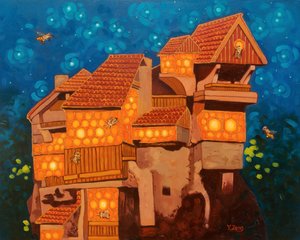 Bee house, 2023 (olja på duk) av Yue Zeng