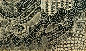 Gold doodle, 2023 (olja på duk) av Yue Zeng