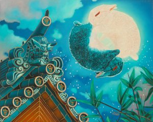 Rabbits moon, 2023 (olja på duk)
