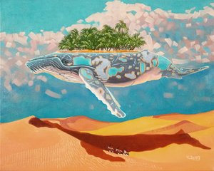 Whale oasis, 2023 (olja på duk)