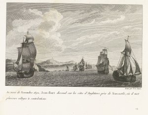 Jan Bart voor de Engelse kusten vid Newcastle, 1692 I november 1692 går Jean-Bart ner på Englands kuster, nära Newcastle, där han lägger flera byar till bidrag (titel på objekt) Sammanställning av striderna av Jean-Bart, flygelchef så