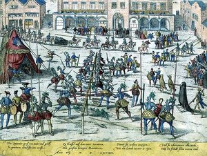 Turnering som hölls i Bryssel av spanjorerna för att stärka soldaternas moral och för att betona att Nederländerna nu var deras av Zacharias (school of) Dolendo