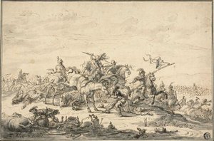Stridsscen med ryttare av Zacharias Blyhooft