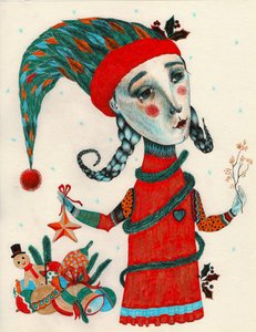 Christmas She-Elf, 2020 (bläckteckning på papper)
