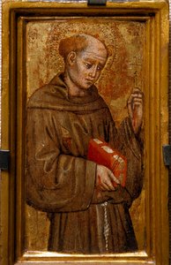 Saint Francois of Assisi (Saint Francis) Målning av Zanino di Pietro (1389-1448) 1415 Dim 14x7 cm Assisi, Museum of the Treasury of the Basilica of San Francesco. Perkins College av Zanino di Pietro
