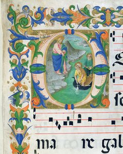 Ms 515 f.1r The Miraculous Draft of Fishes, från en körbok, utförd före 1449 detalj av 88903 av Zanobi di Benedetto Strozzi