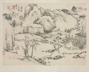 Landskapsalbum i olika stilar: Scenery of Mount Changbai efter Huang Gongwang