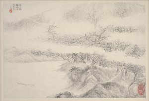 Landskap, daterad 1644. av Zhang Feng