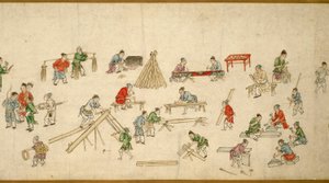 Gatuscener i fredstid 太平風會圖 av Zhu Yu