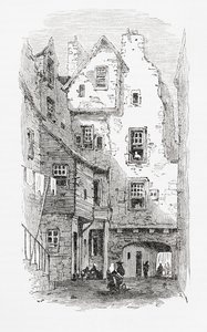 En gammal nära, Canongate, Edinburgh, Skottland av . .