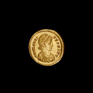 Forntida Konstantinopelmynt föreställande Arcadius, 383-408AD (foto)