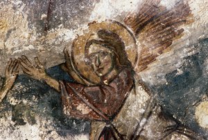 Ängel, fresk i den bysantinska kyrkan Agios Georgios, Apodoulou, Kreta, Grekland (foto) av Georg Carl Heinrich Dollmann